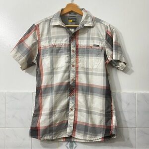 Eddie Bauer Small Short Sleeve Classic Fit Plaid Button Up Outdoor Hiking Shirt